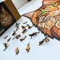 Wooden puzzle Forest Cat - infographic with product features: 500 pieces, 3 mm thick, irregular shapes, puzzle cat, wooden puzzle cat, jigsaw cat