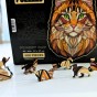 Wooden puzzle Forest Cat - infographic with product features: 500 pieces, 3 mm thick, irregular shapes, puzzle cat, wooden puzzle cat, jigsaw cat