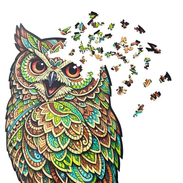 owl puzzle, attractive gift packaging for wooden puzzles, wooden owl puzzle, green owl