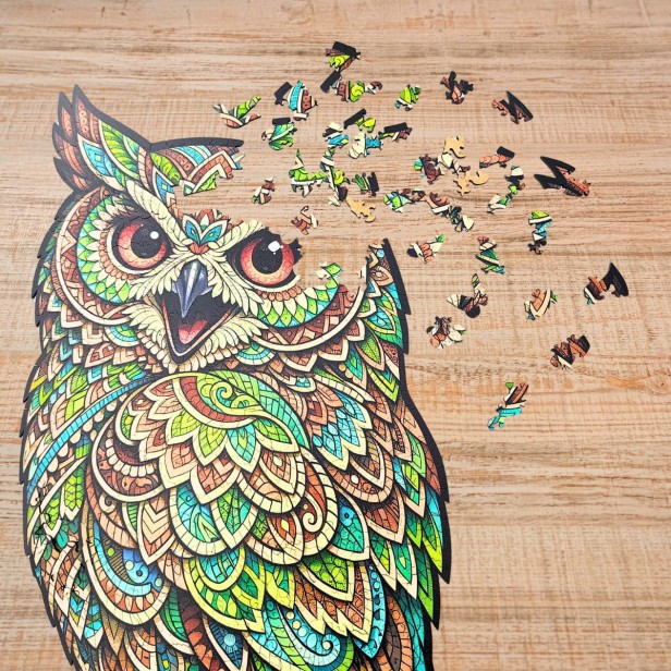 owl puzzle, attractive gift packaging for wooden puzzles, wooden owl puzzle, green owl