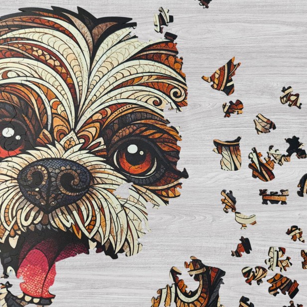 cute dog, shih tzu dog, Maltese dog, dog puzzle, wooden dog puzzle