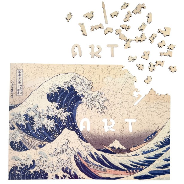 The Great Wave jigsaw puzzle, wooden wave jigsaw puzzle, The Great Wave off Kanagawa wooden jigsaw puzzle, Hokusai Katsushika jigsaw puzzle