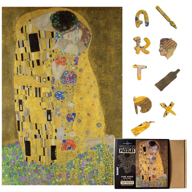 Gustav Klimt jigsaw puzzle, wooden jigsaw puzzle of *The Kiss*