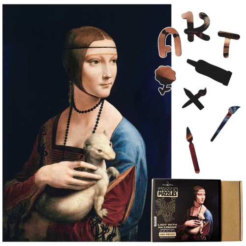 Irregular lady and weasel jigsaw puzzle, high-quality art collection jigsaw puzzle, high-quality picture jigsaw puzzle, lady and ermine jigsaw puzzle