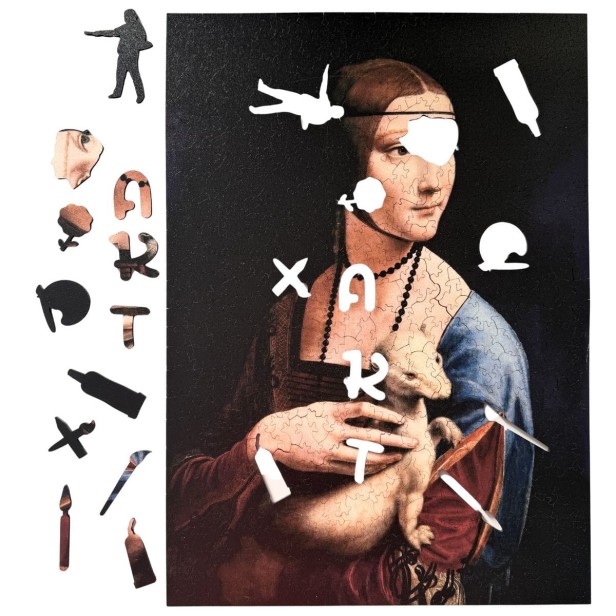 Irregular lady and weasel jigsaw puzzle, high-quality art collection jigsaw puzzle, high-quality picture jigsaw puzzle, lady and ermine jigsaw puzzle