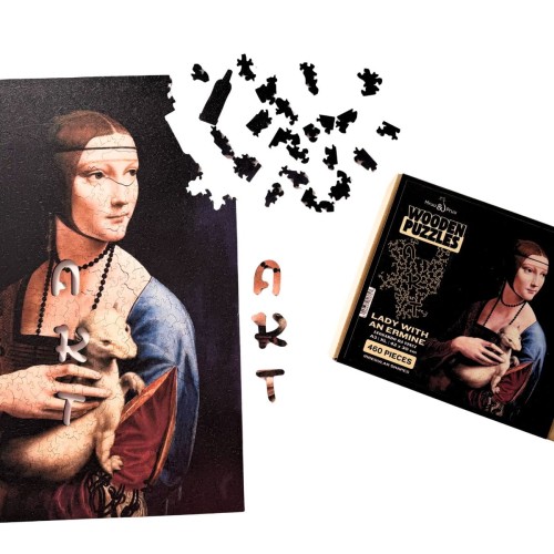 Irregular lady and weasel jigsaw puzzle, high-quality art collection jigsaw puzzle, high-quality picture jigsaw puzzle, lady and ermine jigsaw puzzle