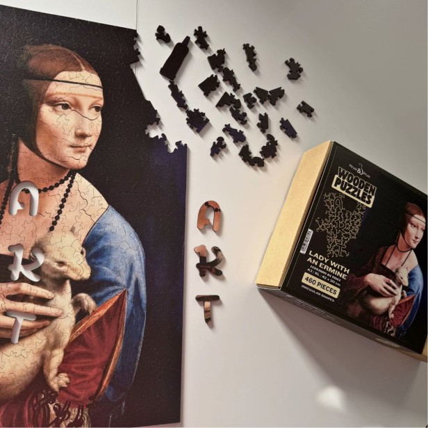 Irregular lady and weasel jigsaw puzzle, high-quality art collection jigsaw puzzle, high-quality picture jigsaw puzzle, lady and ermine jigsaw puzzle