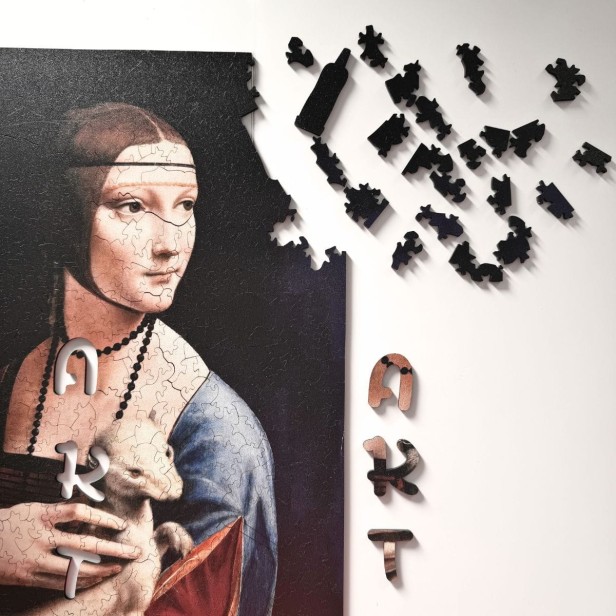 Irregular lady and weasel jigsaw puzzle, high-quality art collection jigsaw puzzle, high-quality picture jigsaw puzzle, lady and ermine jigsaw puzzle