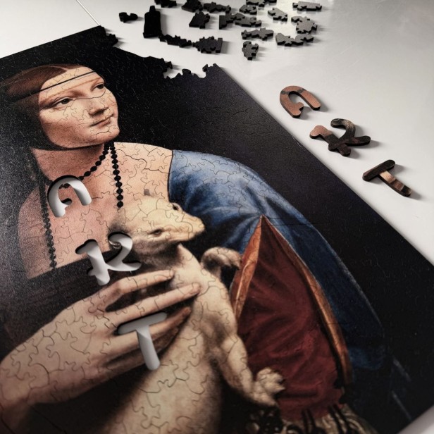 Irregular lady and weasel jigsaw puzzle, high-quality art collection jigsaw puzzle, high-quality picture jigsaw puzzle, lady and ermine jigsaw puzzle