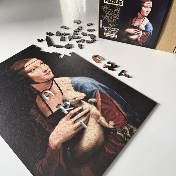 Irregular lady and weasel jigsaw puzzle, high-quality art collection jigsaw puzzle, high-quality picture jigsaw puzzle, lady and ermine jigsaw puzzle