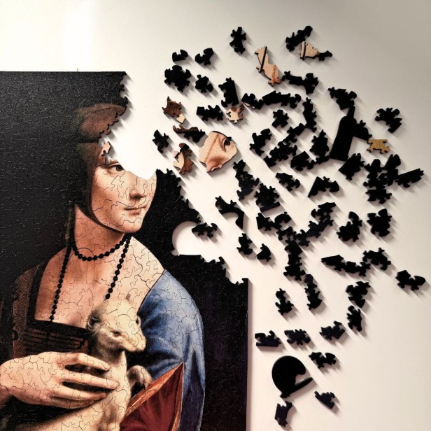 Irregular lady and weasel jigsaw puzzle, high-quality art collection jigsaw puzzle, high-quality picture jigsaw puzzle, lady and ermine jigsaw puzzle