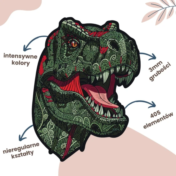 dinosaur jigsaw puzzles, T-Rex jigsaw puzzles, Tyrannosaurus jigsaw puzzles, wooden jigsaw puzzles with irregular shapes