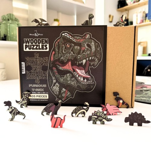 dinosaur jigsaw puzzles, T-Rex jigsaw puzzles, Tyrannosaurus jigsaw puzzles, wooden jigsaw puzzles with irregular shapes