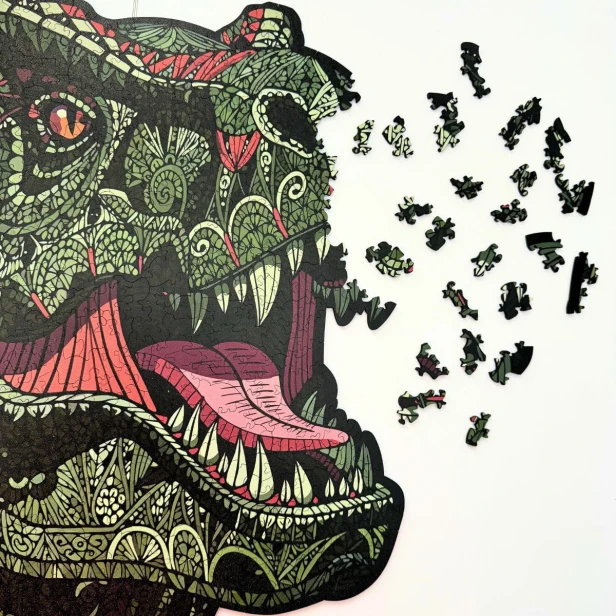 dinosaur jigsaw puzzles, T-Rex jigsaw puzzles, Tyrannosaurus jigsaw puzzles, wooden jigsaw puzzles with irregular shapes