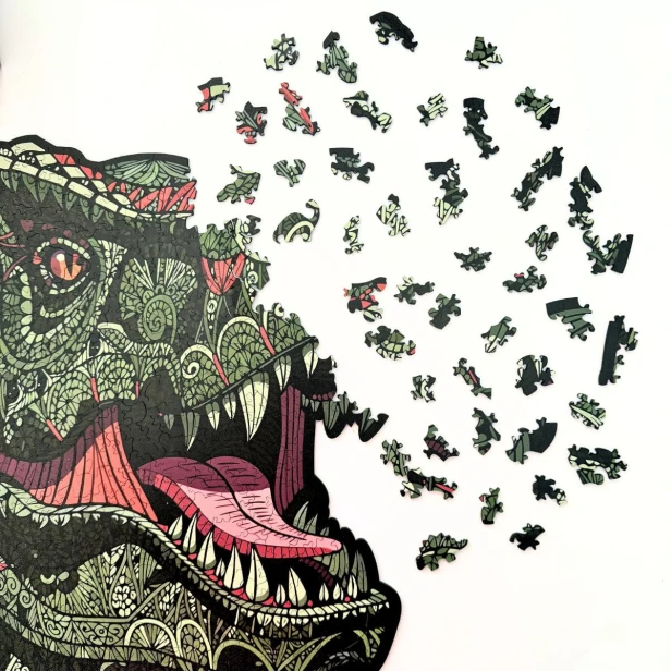 dinosaur jigsaw puzzles, T-Rex jigsaw puzzles, Tyrannosaurus jigsaw puzzles, wooden jigsaw puzzles with irregular shapes