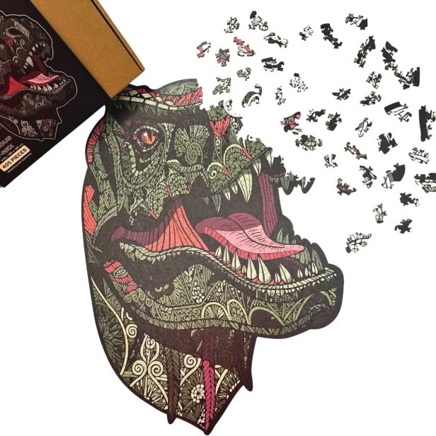 dinosaur jigsaw puzzles, T-Rex jigsaw puzzles, Tyrannosaurus jigsaw puzzles, wooden jigsaw puzzles with irregular shapes