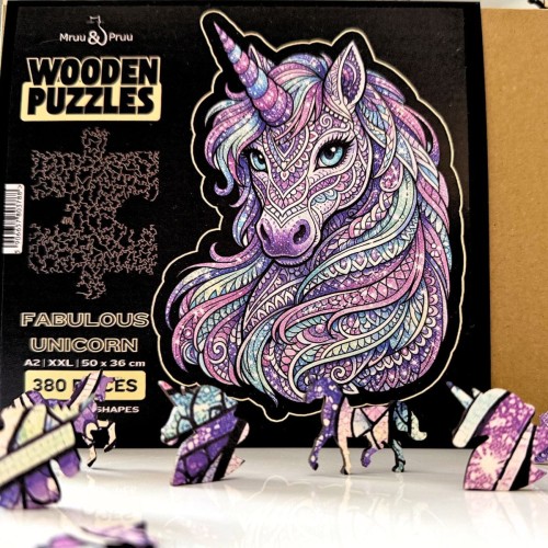 wooden jigsaw puzzle featuring a colourful unicorn, unicorn jigsaw puzzle