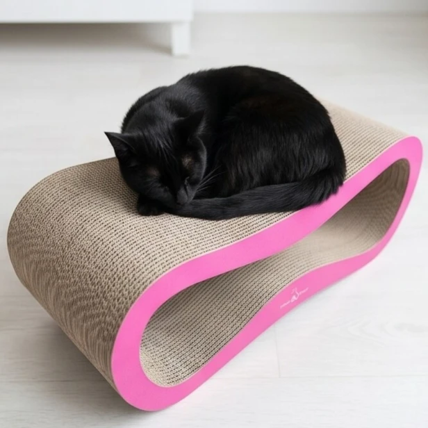 mega drapak dla kota, drapak tekturowy , drapak różowy dla kota, drapak kartonowy dla kota , wymiary drapaka 78 x 28 x 25 cm , różowy drapak dla kota premium , drapak premium