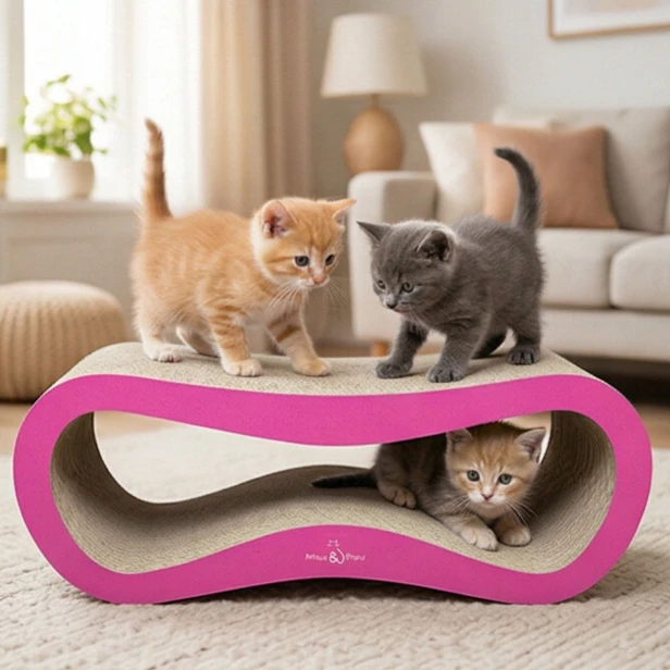 mega drapak dla kota, drapak tekturowy , drapak różowy dla kota, drapak kartonowy dla kota , wymiary drapaka 78 x 28 x 25 cm , różowy drapak dla kota premium , drapak premium