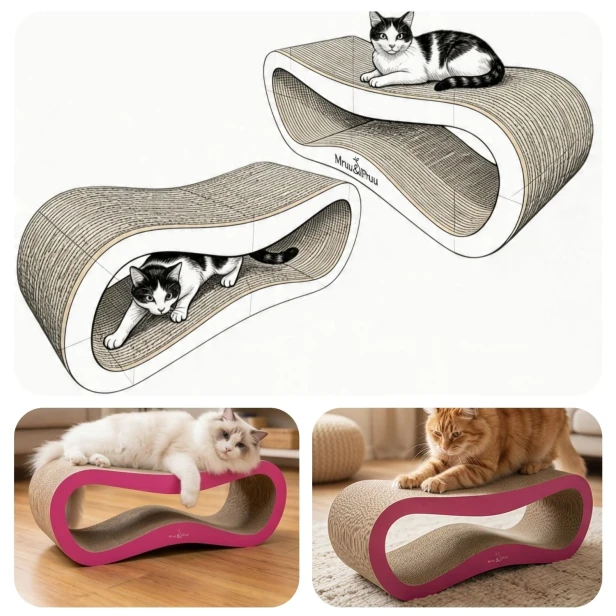 mega drapak dla kota, drapak tekturowy , drapak różowy dla kota, drapak kartonowy dla kota , wymiary drapaka 78 x 28 x 25 cm , różowy drapak dla kota premium , drapak premium