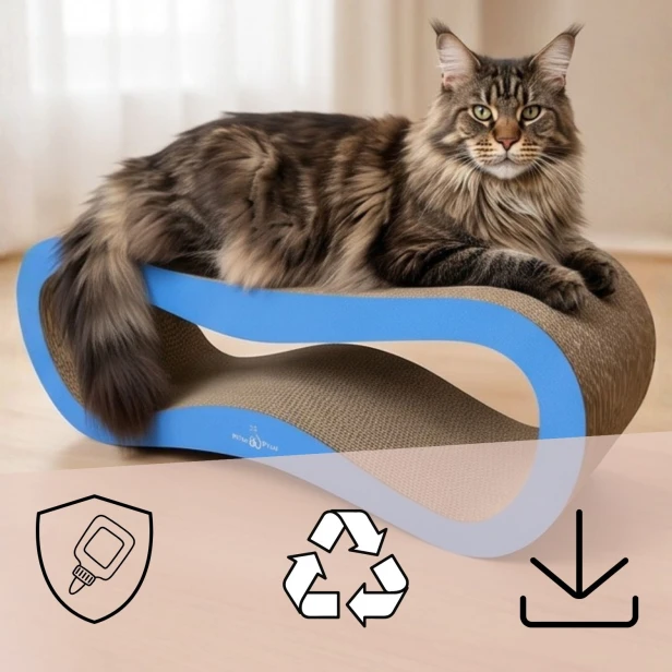 mega drapak dla kota, drapak tekturowy , drapak niebieski dla kota, drapak kartonowy dla kota , wymiary drapaka 78 x 28 x 24 cm , różowy drapak dla kota premium , drapak premium