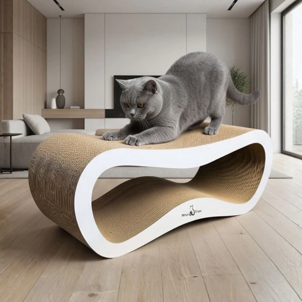 mega drapak dla kota, drapak tekturowy , drapak biały dla kota, drapak kartonowy dla kota , wymiary drapaka 78 x 28 x 24 cm