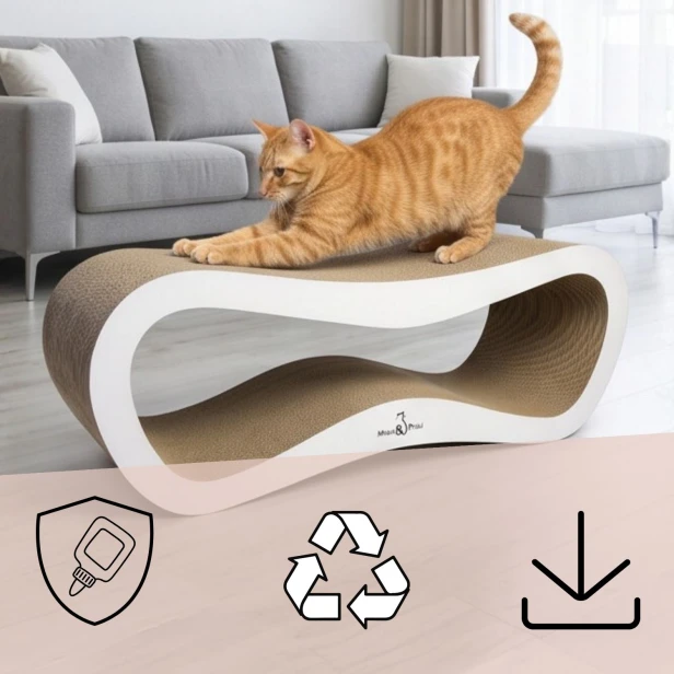 mega drapak dla kota, drapak tekturowy , drapak biały dla kota, drapak kartonowy dla kota , wymiary drapaka 78 x 28 x 24 cm