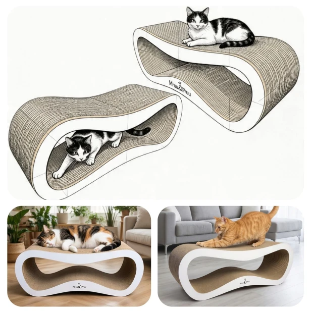 mega drapak dla kota, drapak tekturowy , drapak biały dla kota, drapak kartonowy dla kota , wymiary drapaka 78 x 28 x 24 cm