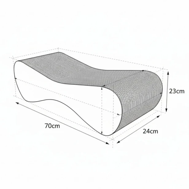 drapak szary dla kota, drapak kartonowy dla kota , 70 x 23 x 24 cm , drapak dla kotka szary, koci drapak z tektury , szary drapak premium , szary drapak dla kota , mruupruu