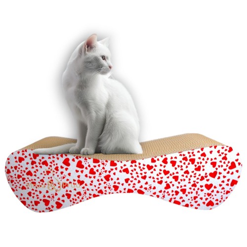 Drapak dla kota duży 70x23x24 cm biały w serca, drapak dla kota, drapak dla kota premium, ekologiczny drapak, drapak, drapak love , drapak w serca, drapak biały