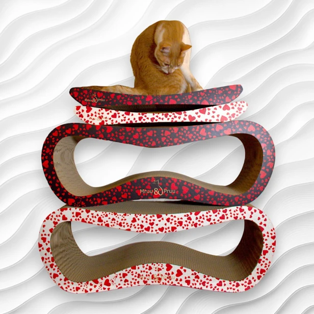 Drapak dla kota LEON mega 78x28x24 cm BIAŁY w serca, drapak dla kota, drapak dla kota premium, ekologiczny drapak, drapak, drapak love , drapak w serca