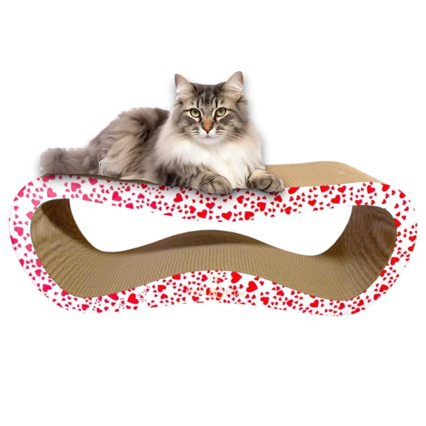 Drapak dla kota LEON mega 78x28x24 cm BIAŁY w serca, drapak dla kota, drapak dla kota premium, ekologiczny drapak, drapak, drapak love , drapak w serca