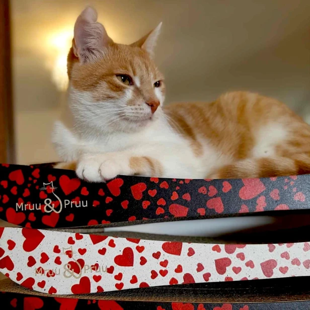 Drapak dla kota LEON mega 78x28x24 cm CZARNY w serca , duży drapak dla kota , duży drapak kartonowy, wytrzymały drapak dla kota, elegancki drapak dla kota