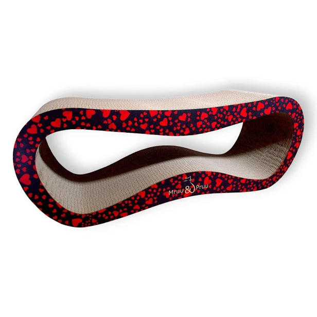 Drapak dla kota LEON mega 78x28x24 cm CZARNY w serca , duży drapak dla kota , duży drapak kartonowy, wytrzymały drapak dla kota, elegancki drapak dla kota