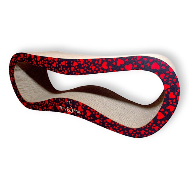 Drapak dla kota LEON mega 78x28x24 cm CZARNY w serca , duży drapak dla kota , duży drapak kartonowy, wytrzymały drapak dla kota, elegancki drapak dla kota