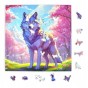 puzzle with wolf, wolf, colorful wolf, wolf on colorful background, 25x25cm , square puzzle, irregular shapes, wooden puzzle, 150 pieces, mruupruu puzzle, mruupruu, mruupruu puzzle
