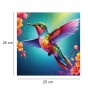 hummingbird puzzle, hummingbird, hummingbird on colorful background, 25x25cm , square puzzle, irregular shapes, wooden puzzle, 150 pieces, mruupruu puzzle, mruupruu, mruupruu puzzle