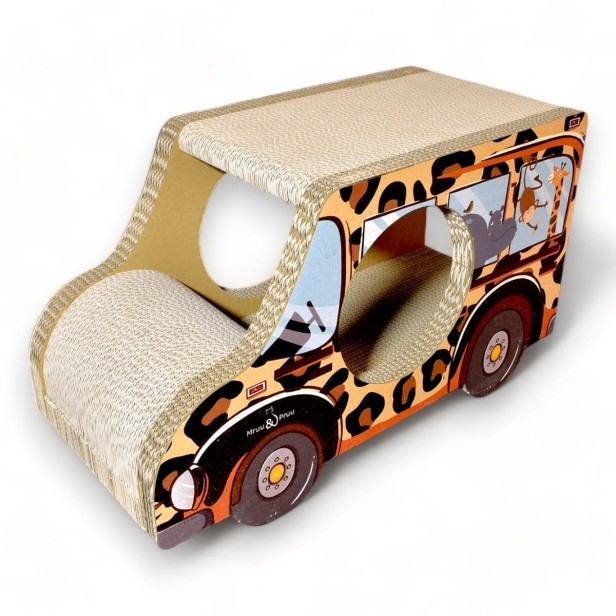 car Safari cardboard scratcher 60x36x29 cm , cardboard scratcher , MruuPruu , Cat scratcher
