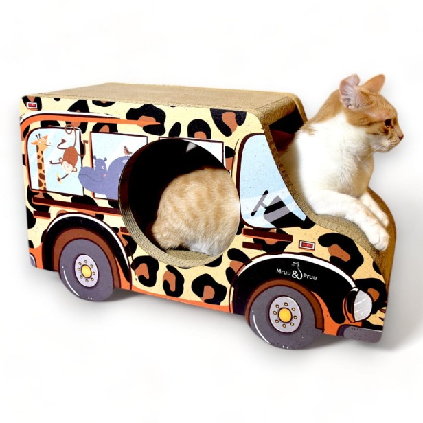 car Safari cardboard scratcher 60x36x29 cm , cardboard scratcher , MruuPruu , Cat scratcher