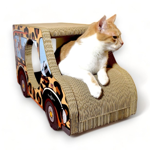 car Safari cardboard scratcher 60x36x29 cm , cardboard scratcher , MruuPruu , Cat scratcher