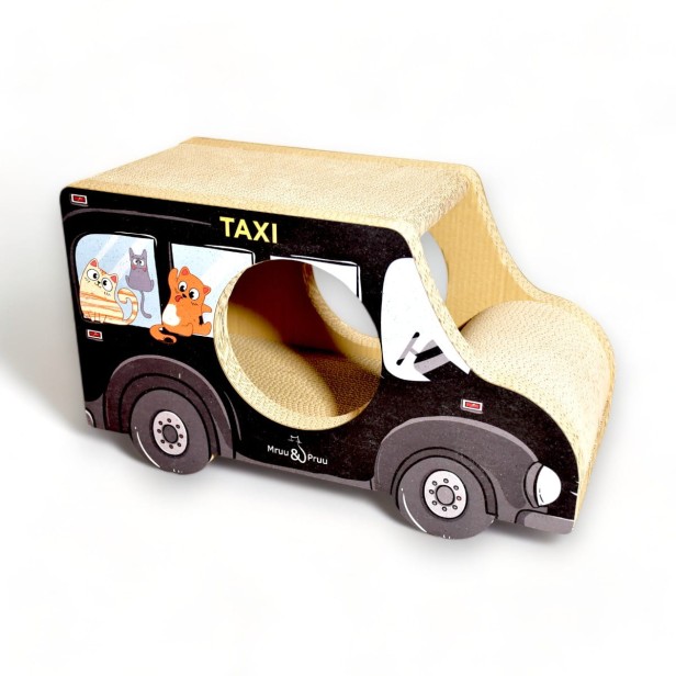 AUTO Black Taxi cardboard scratching post 60x36x29 cm , cardboard scratching post , MruuPruu , cat scratching post