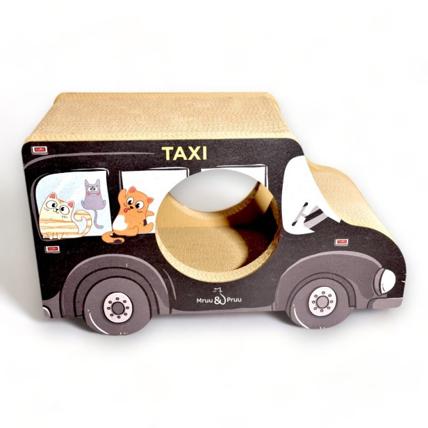 AUTO Black Taxi cardboard scratching post 60x36x29 cm , cardboard scratching post , MruuPruu , cat scratching post