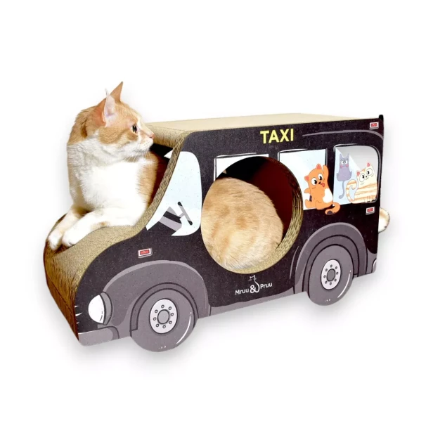 AUTO Black Taxi cardboard scratching post 60x36x29 cm , cardboard scratching post , MruuPruu , cat scratching post