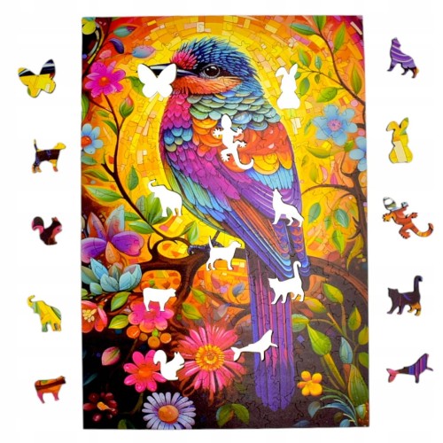 bird puzzle 160 pieces, wooden puzzle, mruupruu puzzle, bird, colorful bird puzzle, wooden puzzle