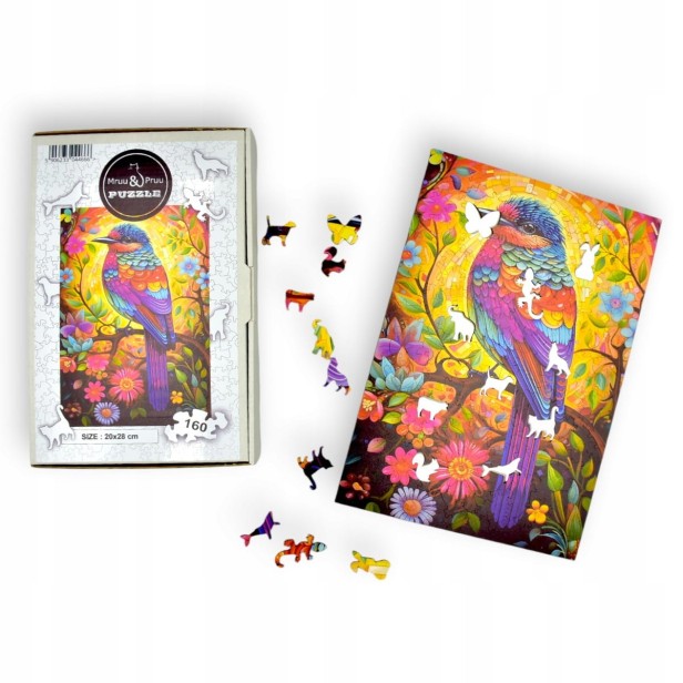 bird puzzle 160 pieces, wooden puzzle, mruupruu puzzle, bird, colorful bird puzzle, wooden puzzle
