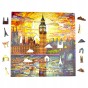 puzzle big ben 150 elementów, puzzle drewniane, mruu&amp;pruu puzzle, big ben, kolorowe puzzle big ben, witraż