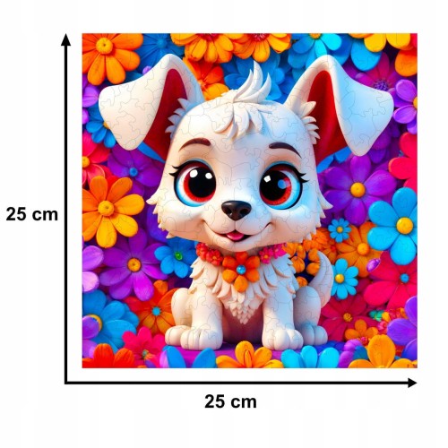 dog puzzle 150 elements, wooden puzzle, mruupruu puzzle, dog, colorful dog puzzle