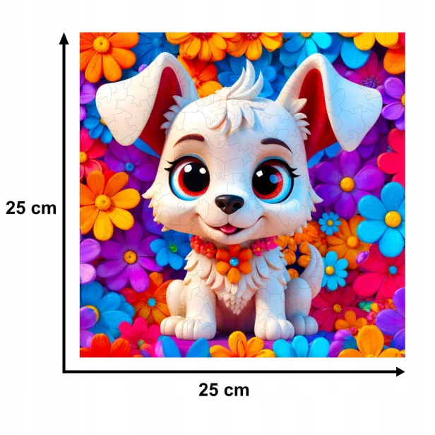 dog puzzle 150 elements, wooden puzzle, mruupruu puzzle, dog, colorful dog puzzle